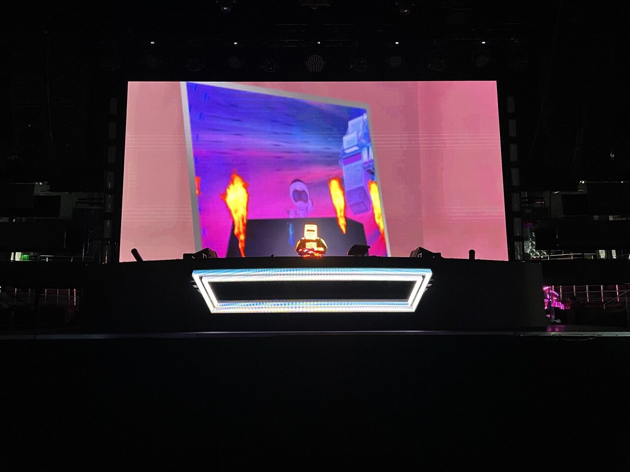 Switch2smile Tron LED show — astronaut visual on the LED wall
